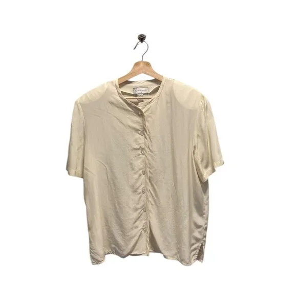 Spencer Jeremy Vintage 90’s Silk Blouse Cream Size M - Picture 2 of 15